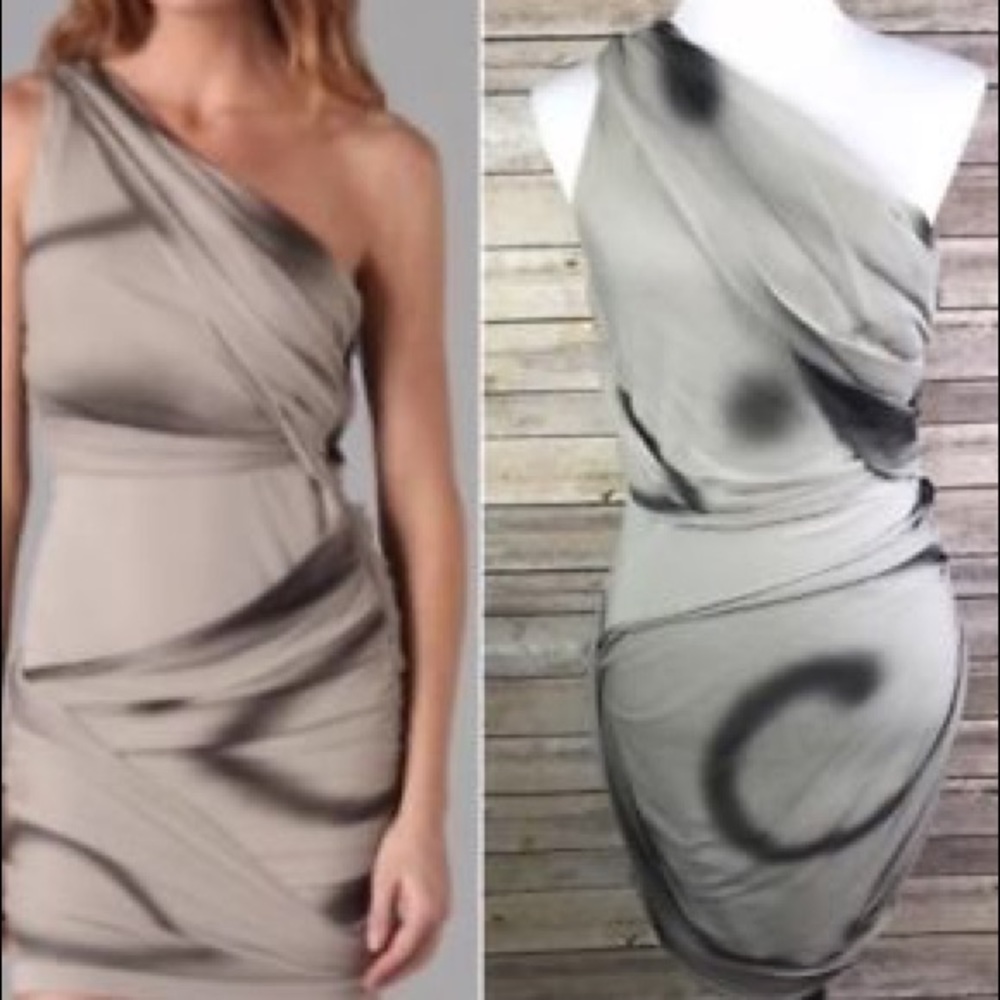 Alice and Olivia one shoulder grey dress